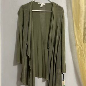 Olive Green Open Front Cardigan